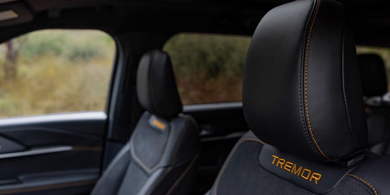 2026 Ford Explorer Tremor in New Hudson, MI highlighting off-road seats and interior comfort features