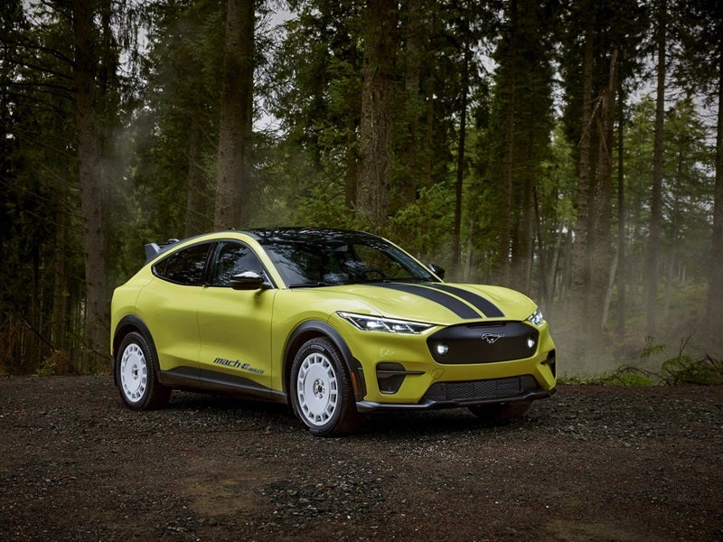 Ford Mustang Mach-E parked in the woods